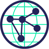 Icon showing a globe with multiple connectors