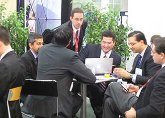 Faculty and fellows collaborate at the DCRI booth during AHA 2012.