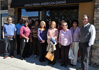 The CEC data group spends time together over lunch at Southpoint Mall.