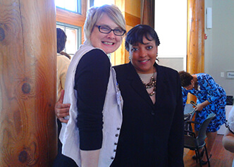 Crystal Patterson and Gina Streaty enjoying time together at DCRI's Administrative Professionals Day celebration in 2013.