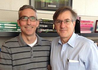Damon Seils and Kevin Schulman in September 2013 celebrating 20 years of working together, including 14 at the DCRI.