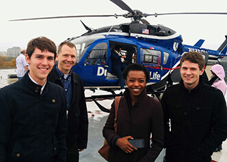  DCRI's CCGE group tours the Duke Life Flight in 2012 after the helicopter pad was moved to the rooftop of Duke University Hospital.