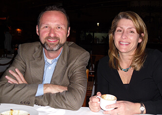 Ty Rorick and Jennifer Green enjoy coffee after dinner in Dubai in 2011 for an EXSCEL Steering Committee meeting.