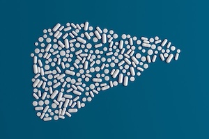 Pills in the shape of a liver