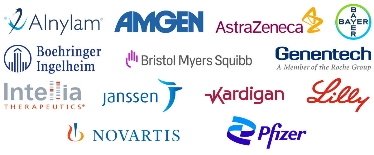 The DCRI Think Tanks Advisory Board includes industry members such as Alnylam, Amgen, AstraZeneca, Bayer, Boehringer Ingelheim, Bristol Myers Squibb, Eli Lilly, Genentech, Intellia, Janssen, Kardigan,  Novartis, and Pfizer.