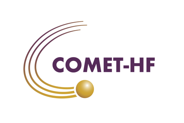 The COMET-HF logo is purple and yellow, showing a comet orbiting around the words COMET-HF