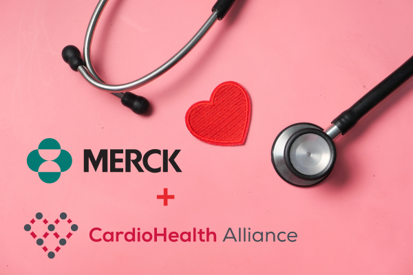 Merck + CardioHealth Alliance logos shown next to a patchwork heart and stethoscope