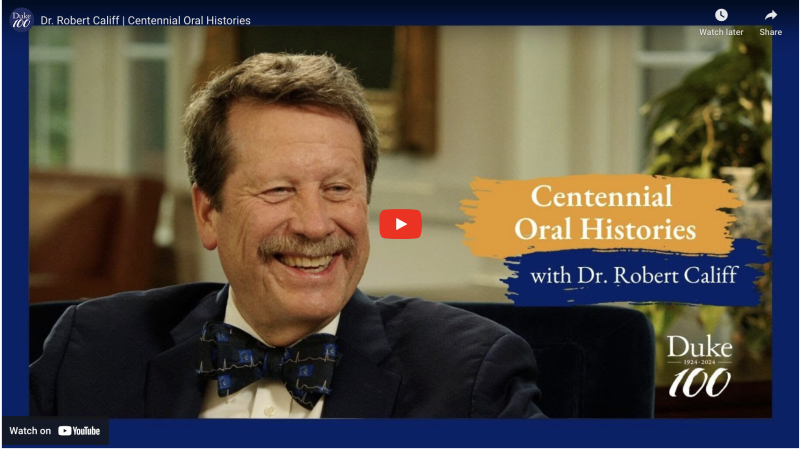 A screenshot of a video of an interview with Rob Califf