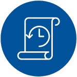 Icon of a scroll of paper with a clock in the middle symbolizing history