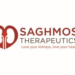 Saghmos Therapeutics logo with tagline: Love your kidneys, love your heart
